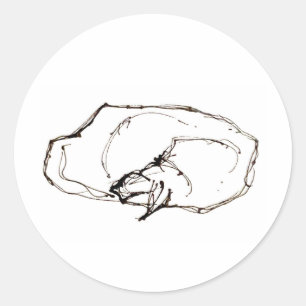 Sticker Rond Dessin au stylo et encre Chat endormi