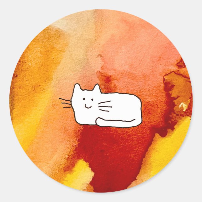 Sticker Rond Dessin au trait de chat de dessin animé  (Devant)
