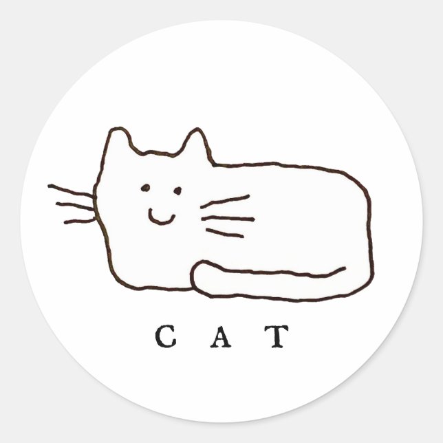Sticker Rond Dessin au trait de chat de dessin animé (Devant)