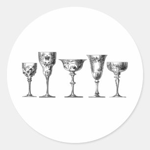 Sticker Rond dessin au trait de coupe ou de calice