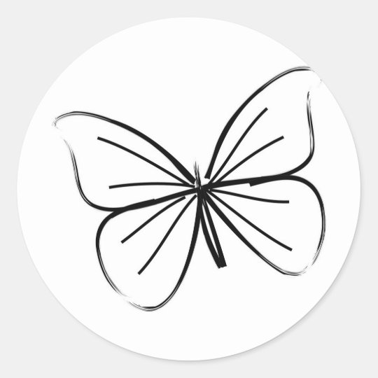 Sticker Rond Dessin Au Trait Simple Papillon Zazzle Fr