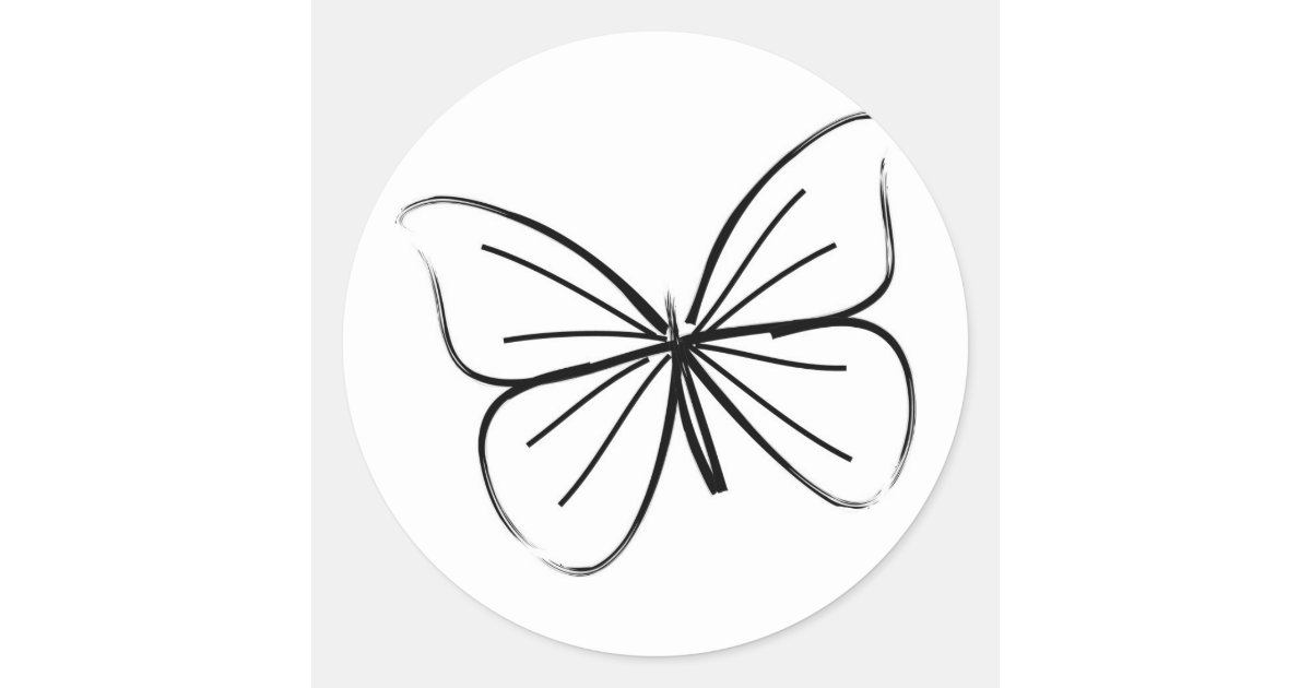 Sticker Rond Dessin Au Trait Simple Papillon Zazzle Fr