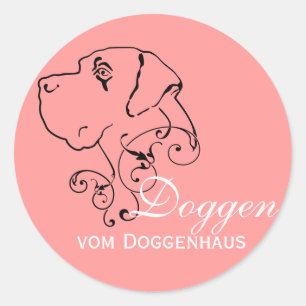 Sticker Rond Dessin au trait tête de Grand Danois