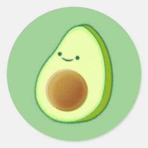 Sticker Rond Dessin Avocado mignon
