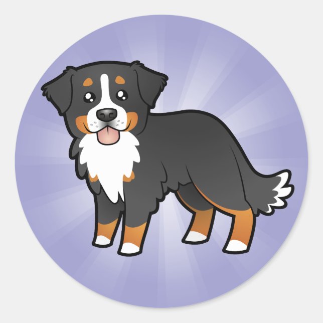 Sticker Rond Dessin Bernese Mountain Dog (Devant)