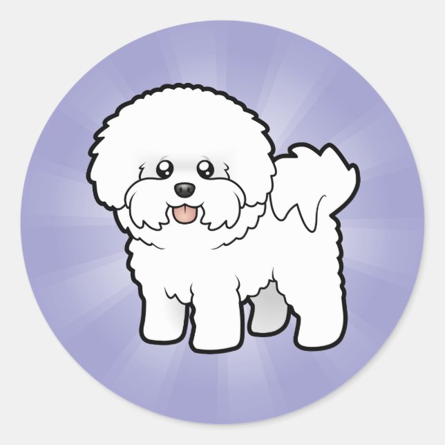 Sticker Rond Dessin Bichon Frise (Devant)