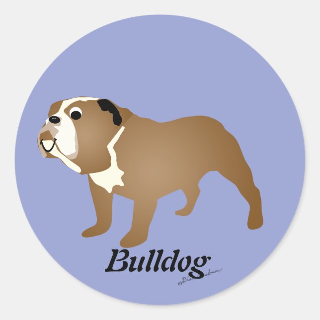 Sticker Rond Dessin Bulldog (Devant)
