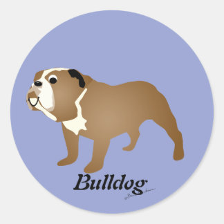 Sticker Rond Dessin Bulldog