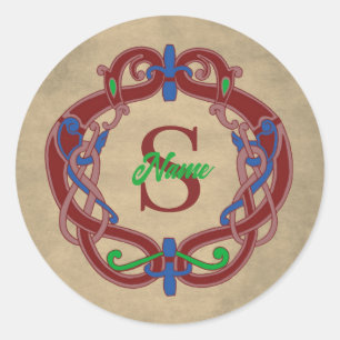 Sticker Rond Dessin celtique personnalisé avec initiale monogra
