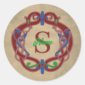 Sticker Rond Dessin celtique personnalisé avec initiale monogra