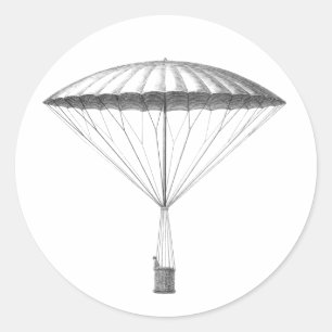 Sticker Rond Dessin chaud vintage de ballon à air de Steampunk