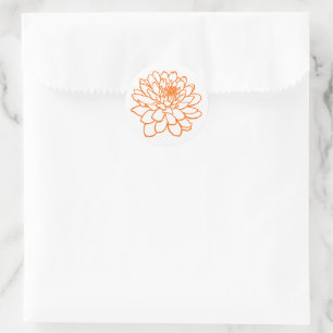 Sticker Rond Dessin Chrysanthemum - Orange sur blanc