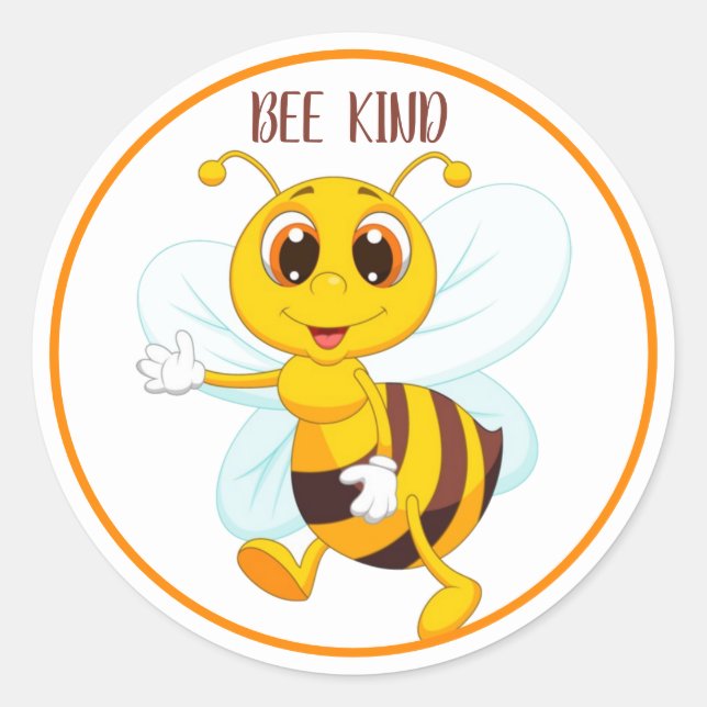 Sticker Rond Dessin d'abeilles Jaunes Noires (Devant)