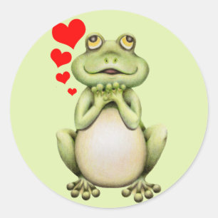 Sticker Rond Dessin d'amour de grenouille