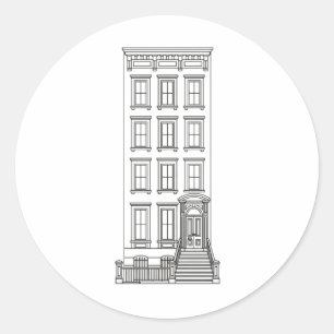 Sticker Rond Dessin d'appartement classique avec perron à New Y