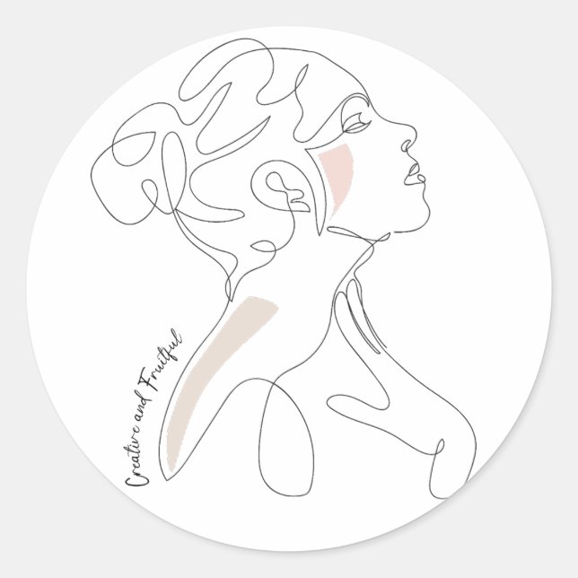 Sticker Rond Dessin d'art en ligne - Créatif et Fruit (Devant)