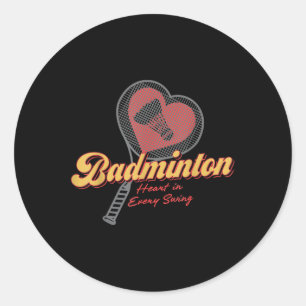 Sticker Rond Dessin de badminton cœur à chaque balancement