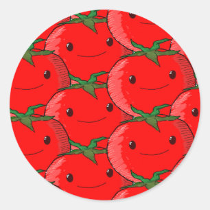 Sticker Rond Dessin de beaucoup de Motif de tomate mignonne
