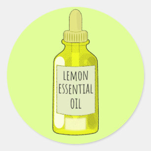 Sticker Rond Dessin de bouteille d'huile essentielle citron