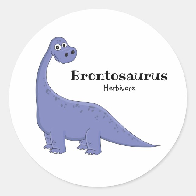 Sticker Rond Dessin de Brontosaurus dinosaure mou (Devant)
