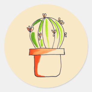 Sticker Rond Dessin de cactus mexicain mignon