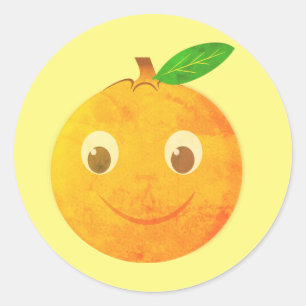 Sticker Rond Dessin de cartoon vintage d'orange mignon