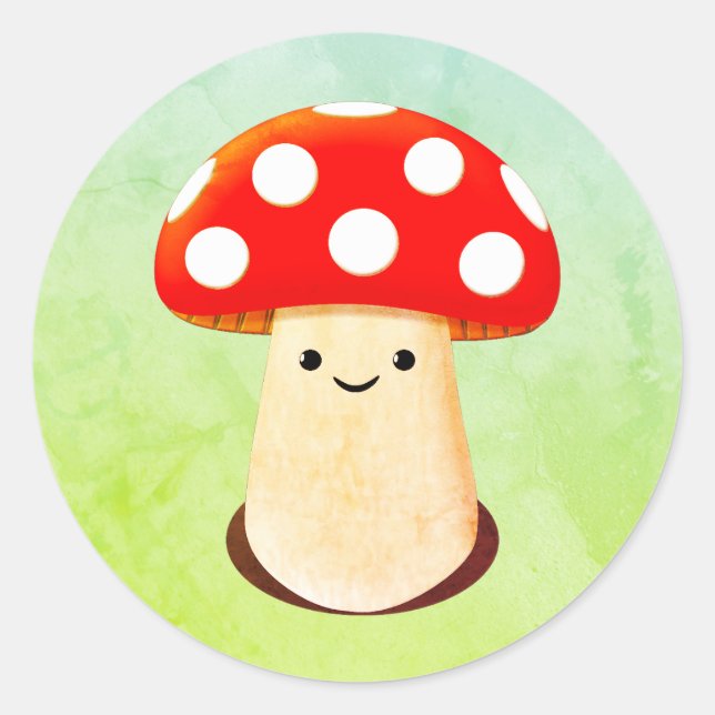 Sticker Rond Dessin de champignons mignons (Devant)
