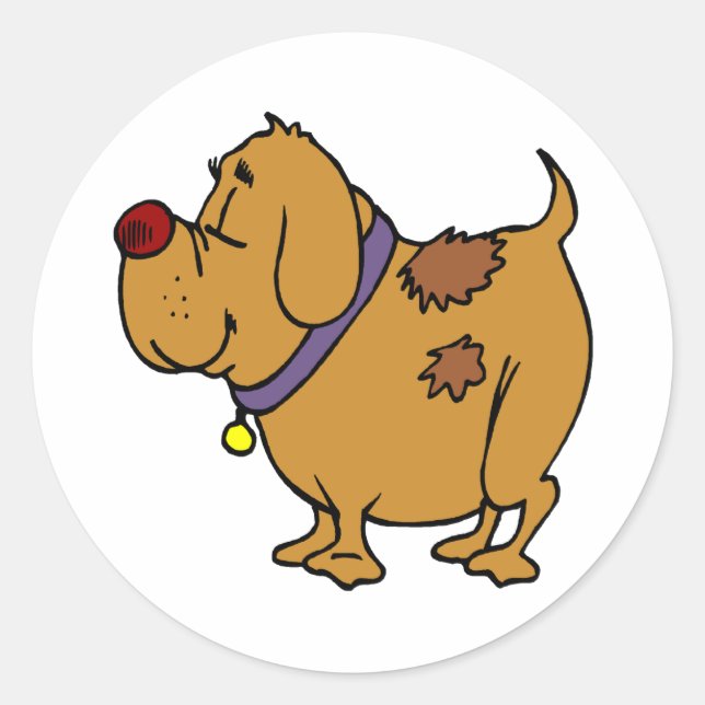 Sticker Rond Dessin de chien (Devant)
