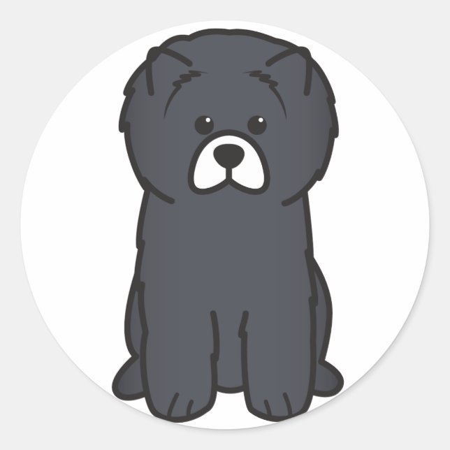 Sticker Rond Dessin de Chien Chow Chow (Devant)