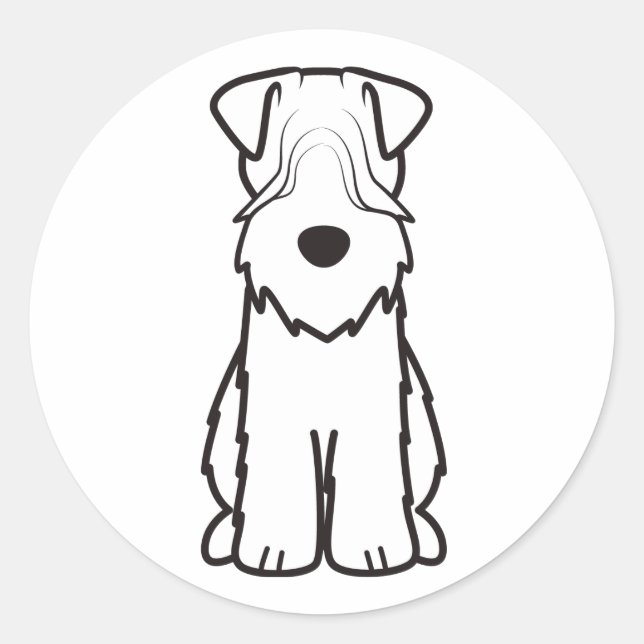 Sticker Rond Dessin de chien de Terrier roux (Devant)