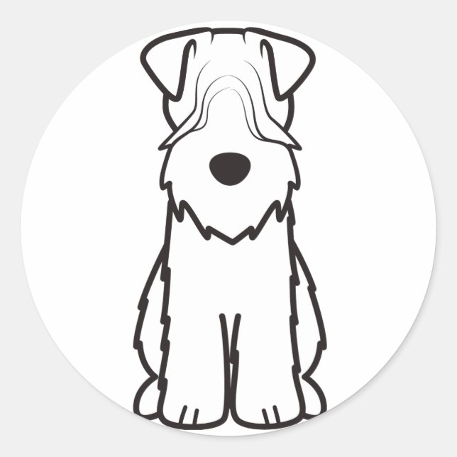 Sticker Rond Dessin de chien de Terrier roux (Devant)