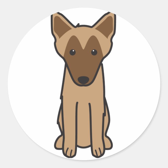 Sticker Rond Dessin de Chien Malinois (Devant)