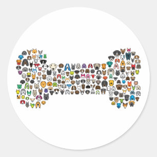 Sticker Rond Dessin de chien os