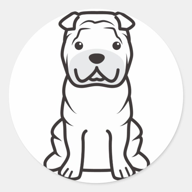 Sticker Rond Dessin de Chien Shar-Pei chinois (Devant)