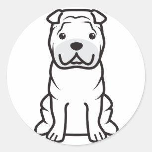 Sticker Rond Dessin de Chien Shar-Pei chinois