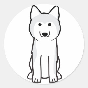 Sticker Rond Dessin de Chien Sibérie Husky
