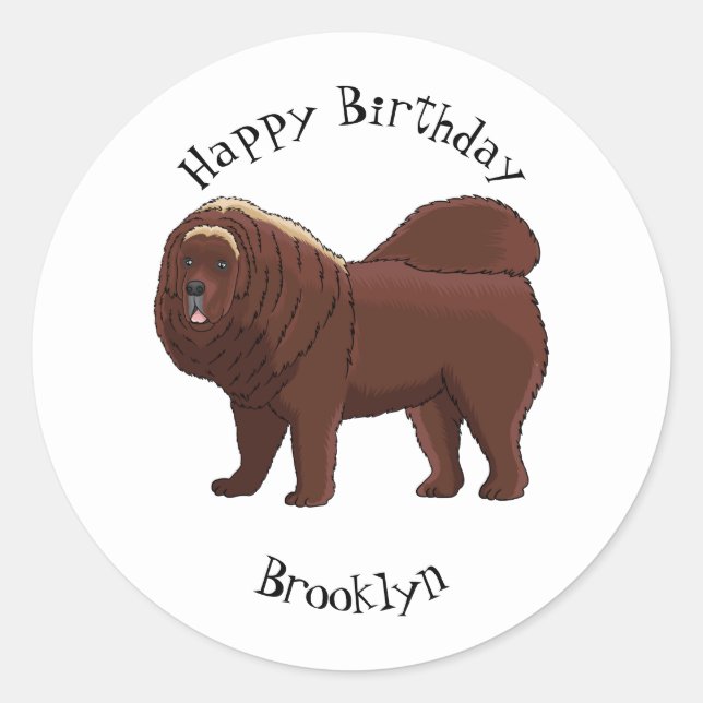 Sticker Rond dessin de Chien Tibétain Mastiff (Devant)