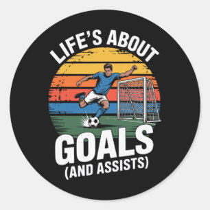 Sticker Rond Dessin de comédie de football drôle pour garçons f