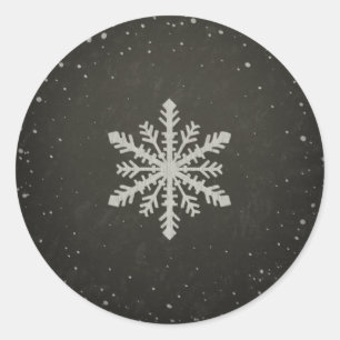 Sticker Rond Dessin de craie blanc de flocon de neige d'hiver