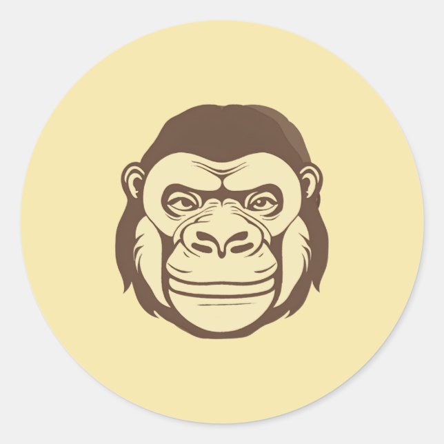 Sticker Rond Dessin de dessin de Gorilla (Devant)