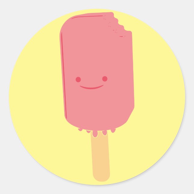 Sticker Rond Dessin de dessin de Popsicle de fraises (Devant)