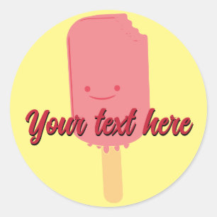 Sticker Rond Dessin de dessin de Popsicle de fraises