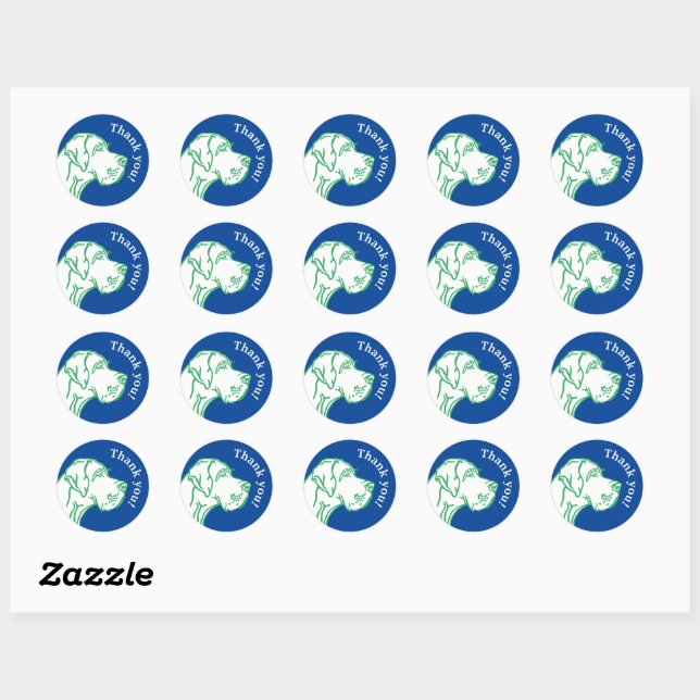 Sticker Rond Dessin de Dogue Allemand  (Feuille)
