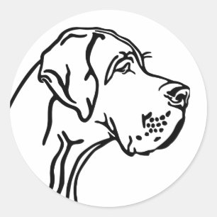 Sticker Rond Dessin de Dogue Allemand