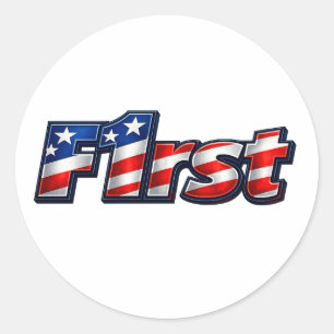 Sticker Rond Dessin de drapeau patriotique F1rst