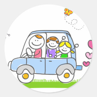 Sticker Rond dessin de famille heureux