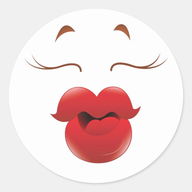 Sticker Rond Dessin de femme Kissy Face (Devant)
