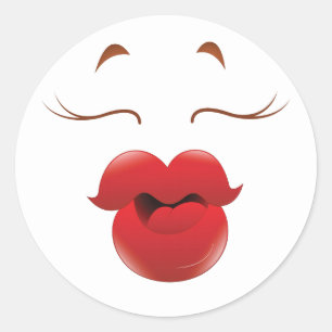 Sticker Rond Dessin de femme Kissy Face