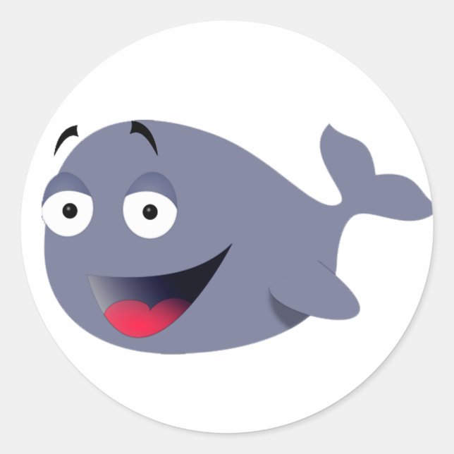 Sticker Rond Dessin de fête de baleine drôle (Devant)