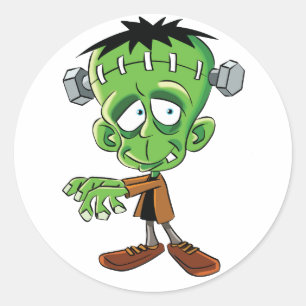 Sticker Rond dessin de frankenstein